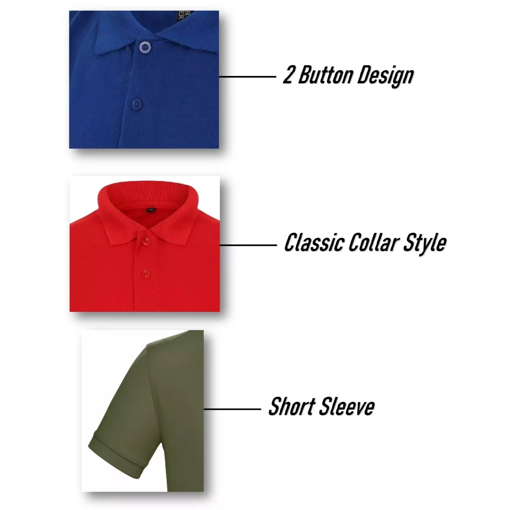 Men's short-sleeve men's polo shirt with classic collar in grey, navy, black, light khaki and white